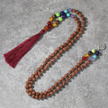8 mm Gemstone Chakra Necklaces Healing Crystal Long Tassel Knotted Bodhi Rudraksha Japamala Beaded Necklaces for Women Girls