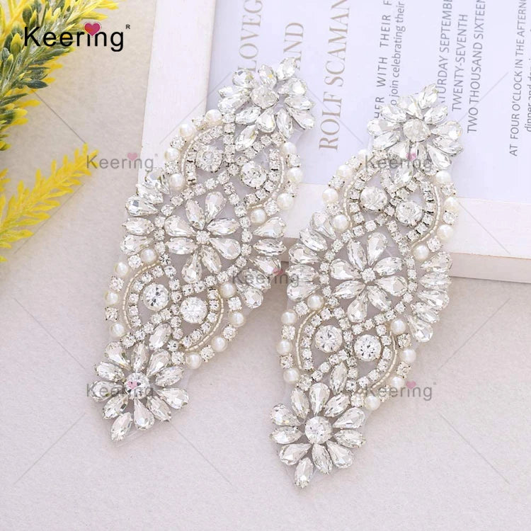 Fashion Wholesale Customize Design Wedding Bridal Crystal Rhinestone Applique for Dress