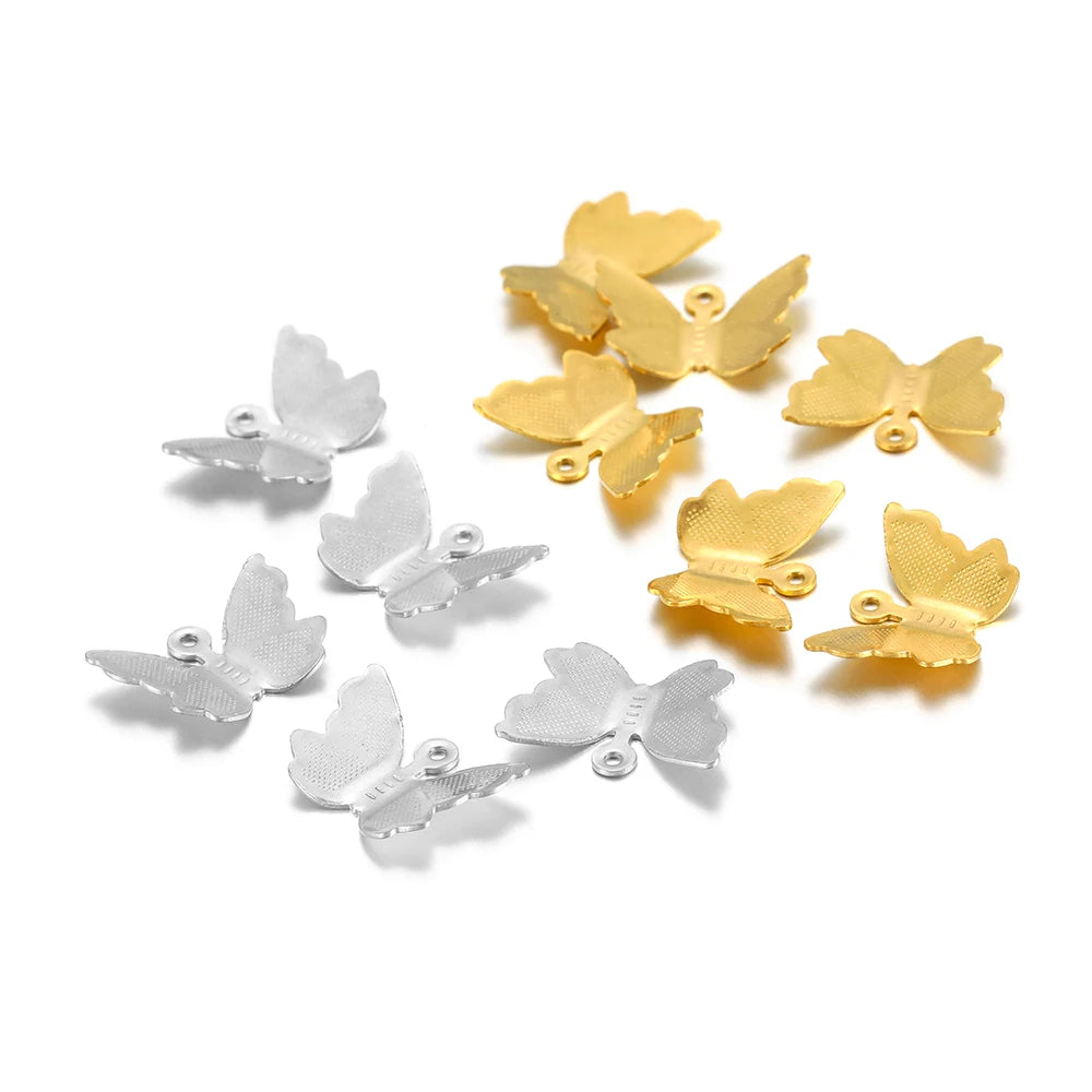 Stainless Steel Butterfly Pendant Charms DIY Jewelry Making Accessories Necklace Components Handmade Bracelets Findings