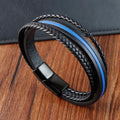 Latest Design Stainless Steel Magnetic Clasp Genuine Leather Custom Logo Bracelet for Men Jewelry Gift OT-231
