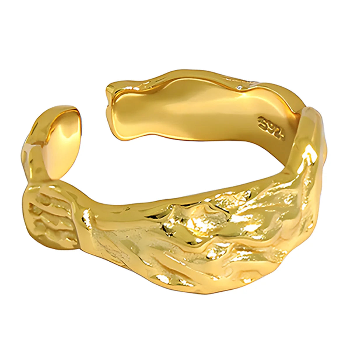 Fine 18K Gold Irregular Molten Ring Womens 925 Sterling Silver Statement Adjustable Rings Custom Designer Jewelry Wholesale