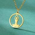Myshape Buddha Yoga Pendant Chakra Necklace for Women Buddhism Meditation Lucky Amulet Stainless Steel Jewelry