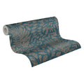 Made in Germany - Pre-Pasted Wallpaper Rolls Floral Blue Brown Metallic - Non Woven Vinyl Wallpaper Pre-glued - 1005 x 053 m