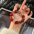 Homemade Natural Charkra Energy Feng Shui Crystal Carnelian Rutilated Quartz 13-14mm Big Bead Bracelets for  Good Luck