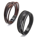 Alloy Magnetic Buckle Cowhide Rope Braided Men's Leather Bracelet