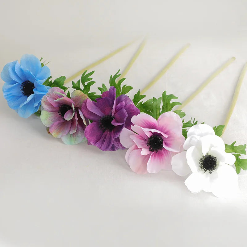 Wholesale Anemone Artificial  Silk Flower for Wedding Wall Decor