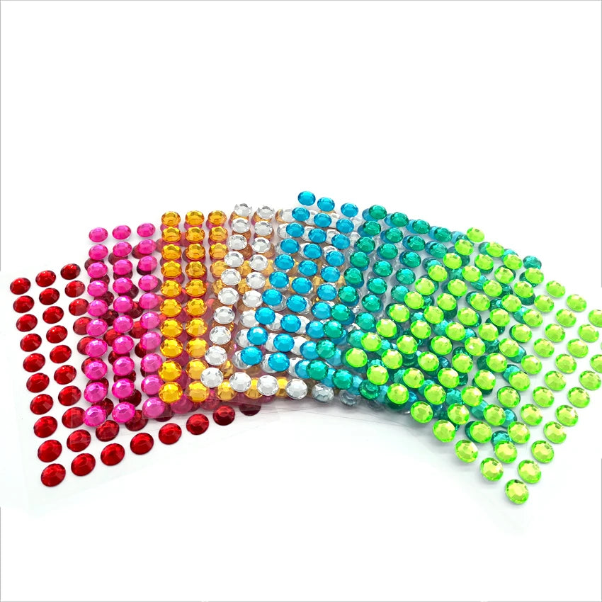 Customized Loose Rhinestone Stickers Acrylic 8mm Round Flatback for Room/Walls/Kids Clothing & Garments