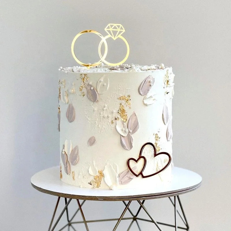 Diamond Ring Acrylic Cake Toppers for Wedding Engagement & Proposal Decorative Party Supplies in Number Shape