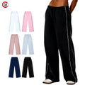 Hot New Arrivals Custom Breathable Eco-Friendly Flat High Waist Drawstring Women's Fleece Lined Wide Leg Loose Winter Thermal