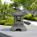 Resin Stone-like Chinese-style Traditional Tiled Roof Garden Lamp Ornament Hand-painted Retro Decor for Outdoor Landscapes