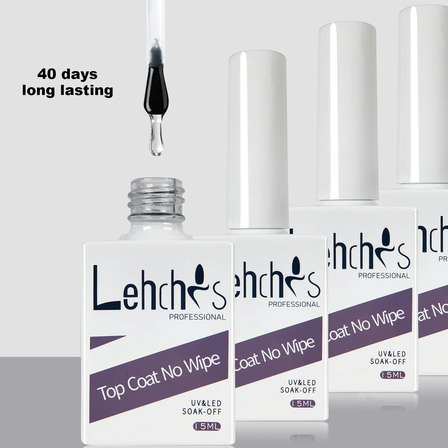 Lehchis TopCoat No Wipe Nail Art Set Vegan UV Gel with Rubber Base Manufacture's Best Nail Supply