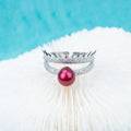 R030514 DIY 6-8mm Natural Freshwater Pearl Ring Accessory 925 Sterling Silver Adjustable Size Engagement Jewelry Ring for Women