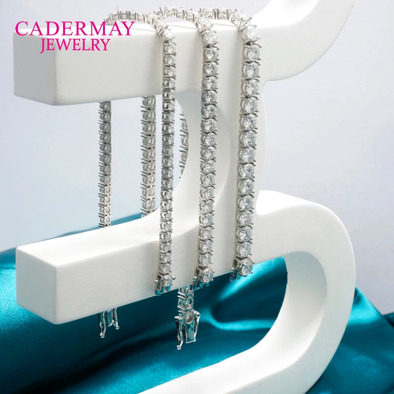 Cadermay Luxury Wholesale Hip Hop Jewelry 925 Silver 3mm 4mm 5mm Iced Out Moissanite Tennis Bracelet for Unisex in Large Stock