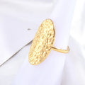 Adjustable Opening Ring Exaggerated Hammer Shaped Oval Ring Stainless Steel Gold Ring Cast Jewelry for Women