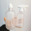 Empty White Amber Green Transparent Frosted 300ml 500ml Daily Care Bottles Boston Round Refillable PET Plastic Gun Spray Bottle