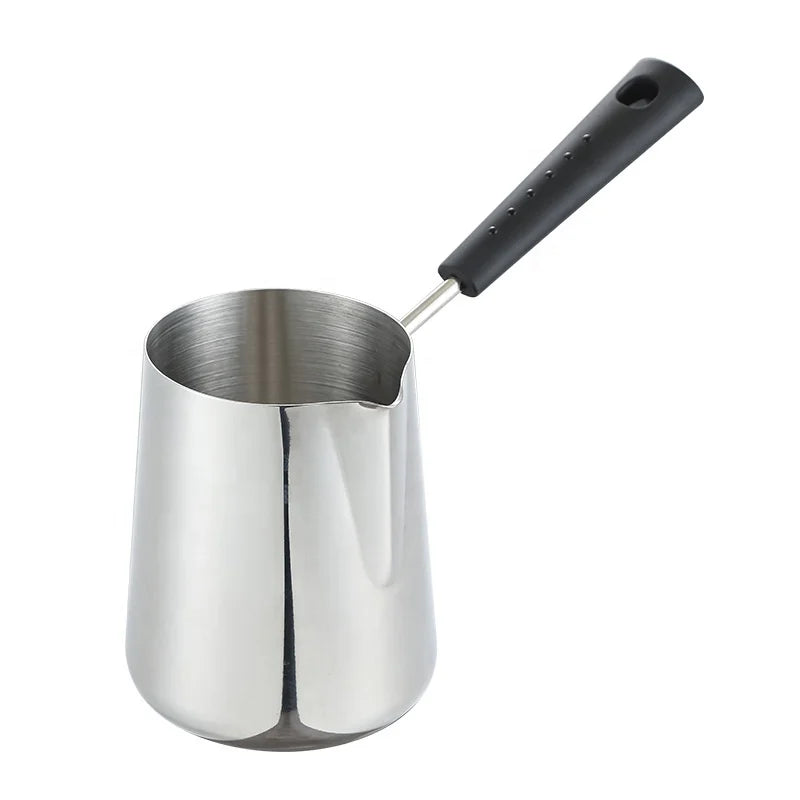 Turkish Coffee Pot Stainless Steel 304 Mirror Polished Milk Warmer Chocolate/Butter Melting Pot Heat Resistant Handle 100pcs