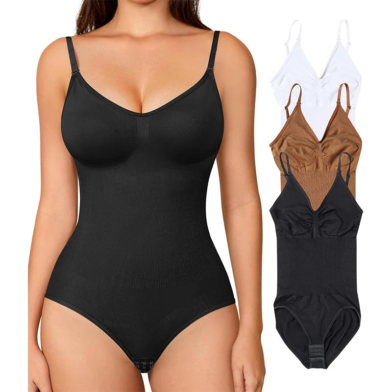 Wholesale Xxl-xxxl Womens' Cheap Seamless Bodysuit Sleeveless V-Neck  Brief Shapewear Tummy Control Bodysuit