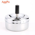 Spinning Press Button Smokeless Windproof Ashtray Car Stainless Steel Cigar Ashtray with Spin Lid Round Push Down Smoke Ash Tray