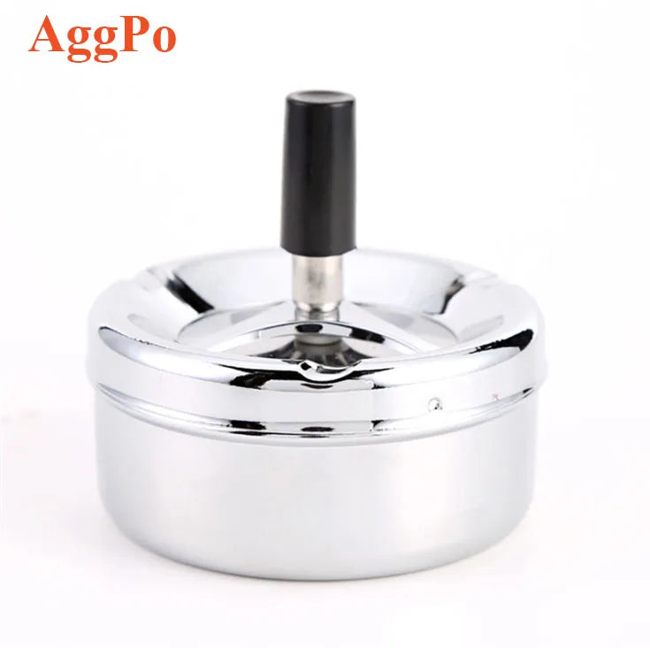 Spinning Press Button Smokeless Windproof Ashtray Car Stainless Steel Cigar Ashtray with Spin Lid Round Push Down Smoke Ash Tray