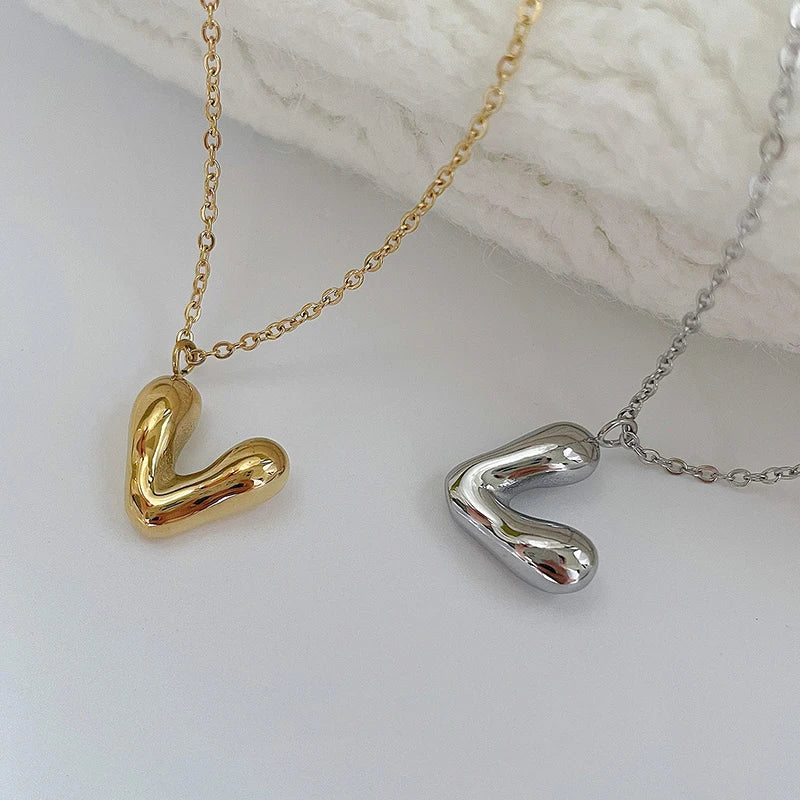 V Shape Stainless Steel Chunky Letter Necklace Tarnish Free Irregular Geometric Pendant Necklaces Simple Minimalist Jewelry 2023