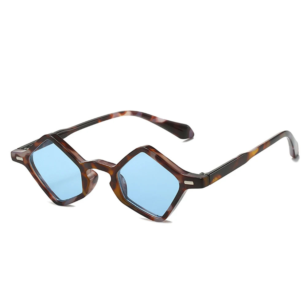STORY XY6381 2023 Retro Small Tortoiseshell Square Sunglasses Women Men New Design Vintage Trendy Blue Lenses Rhombic Sunglasses