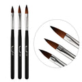 3Pcs Kolinsky Acrylic Nail Brush Black Handle UV Gel Polish Nail Art Extension Builder Pen Drawing Brushes Size 8# 10# 12#