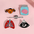 Horror Enamel Alloy Lapel Pins Cute Brain Cartoon Lungs Custom Metal Enamel Wholesale Nurse Brooch Medicine Pins Wedding Gift