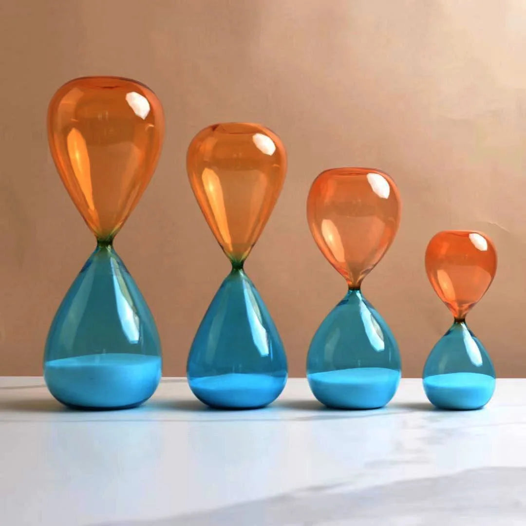 Two  Color Sand Clock Hourglass Nordic Style Home Decor Accessories Modern for Bedroom Living Room Stained Glass Ornament Gifts