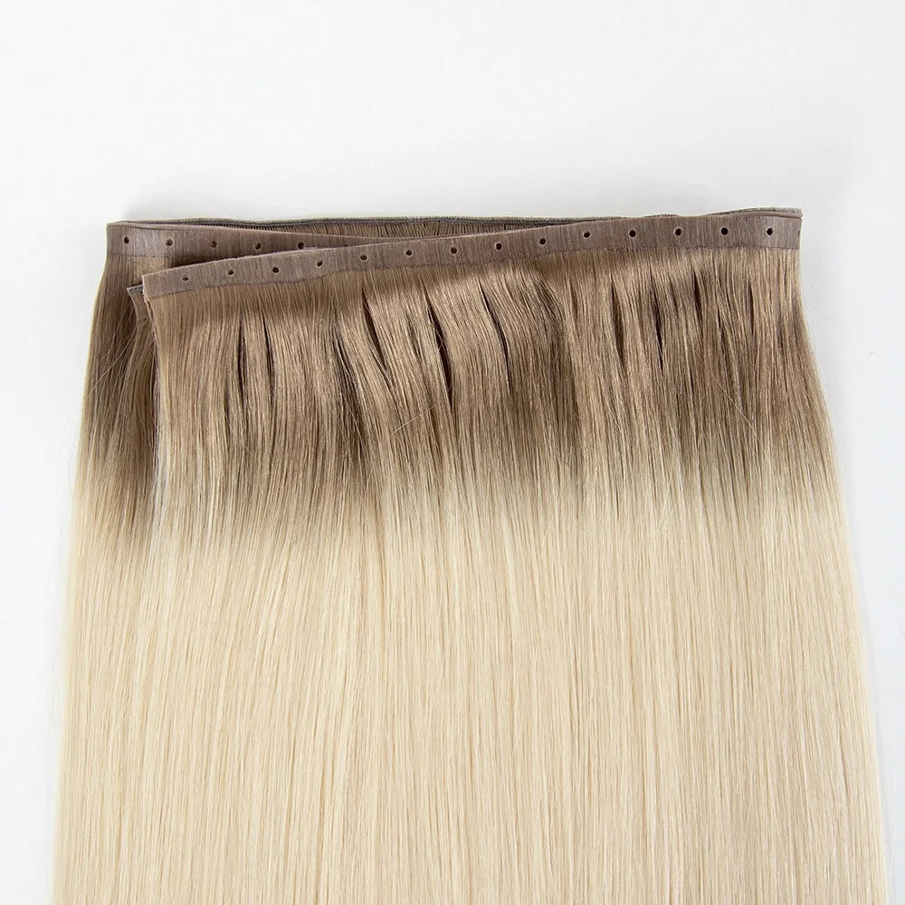 Invisible Weft Human Hair Extensions With Holes Pu Invisible Tape Hair Extension Double Drawn Human Hair Extensions With Holes