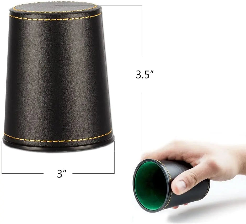 Factory Wholesale Dice Cup Customized Logo Leather Shaker Cup with Poker Dices Plastic Custom Leather Dice Cup Set