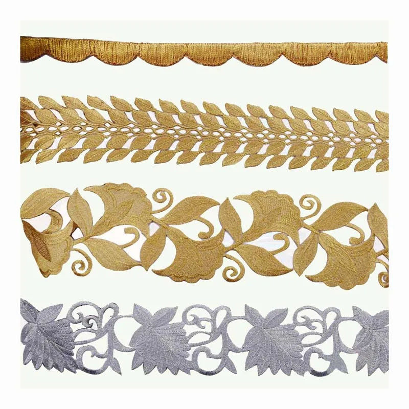 Diy Performance Dress Embroidery Lace Webbing Costume Embellished Border Ribbon Iron-on Gold Silver Textile Hollow Lace Trims