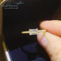 18K Yellow Gold Plated Original 0.8 Carat Brilliant Emerald Cut Diamond Test Past D Color Moissanite Ring Real Gemstone Jewelry