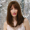 High Quality Transparent Elastic Lace Silk Base Synthetic Medium Fluffy Silky Straight Wave Wigs for Women 150% Density
