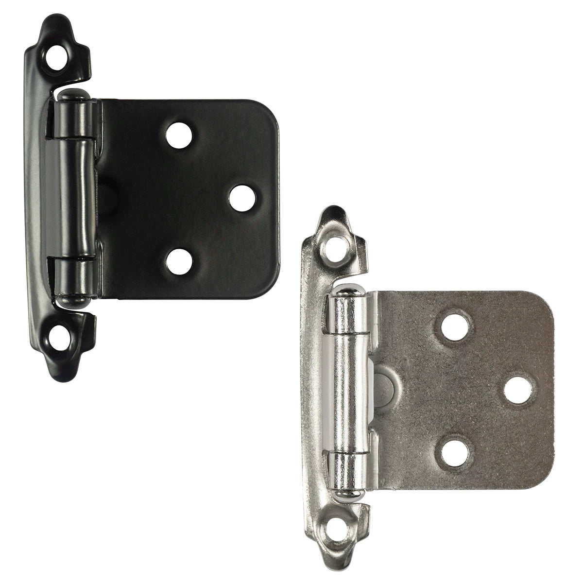 1/2inch Black Overlay Kitchen Cabinet Door Hinge Face Mount Brushed Nickel Cupboard Hardware Spring Self-Closing Cabinet Hinges