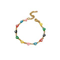 Stylish 14K Gold Plated Enamel Heart Shaped Demon Eye Bracelet 316 Stainless Steel Evil Eyes Bracelet Women Jewelry