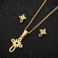 Wholesale 18K Gold Silver Plated Chinese Knot Women Stainless Steel Earring Necklace Jewelry Set