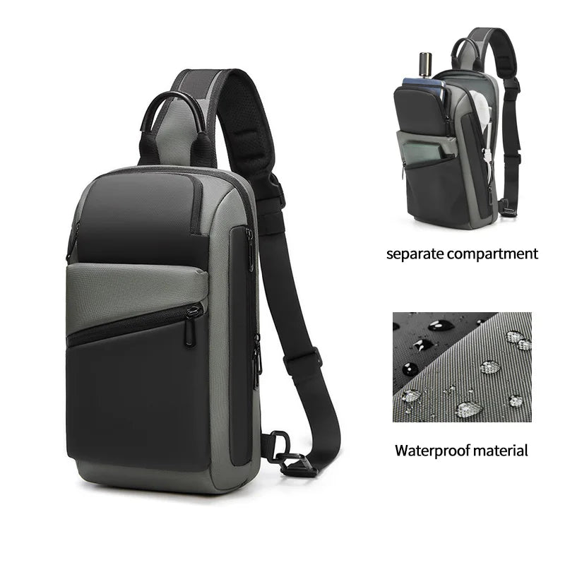 Custom Waterproof Designer Chest Bag USB Crossbody Sling Bags for Men Single Shoulder Crossbody Bag