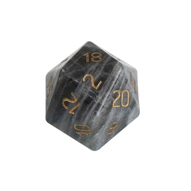 20 Sided Personalized Bulk D20 22mm Blank Labradorite Gemstone Dice for DND Games