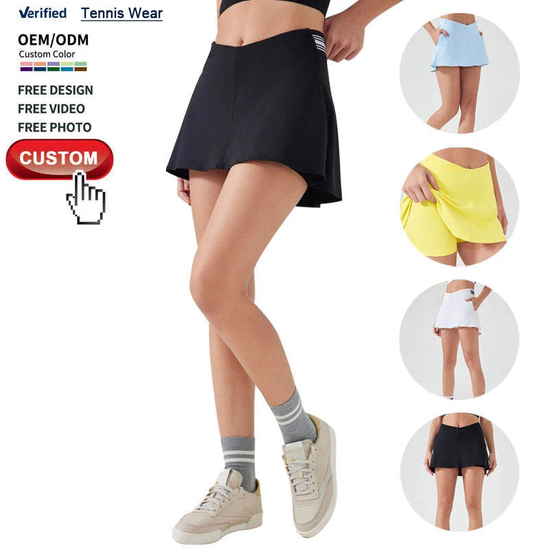 Women Athletic Casual Skort Lightweight Custom Tennis Skirts with Short High Waisted Yoga Skirt with Pockets for Pickleball Wear