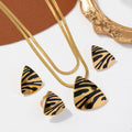 New 3pcs Triangle Stainless Steel Jewelry Set Necklace Earrings Ring 18k Gold Plated Tarnish Free Set Women