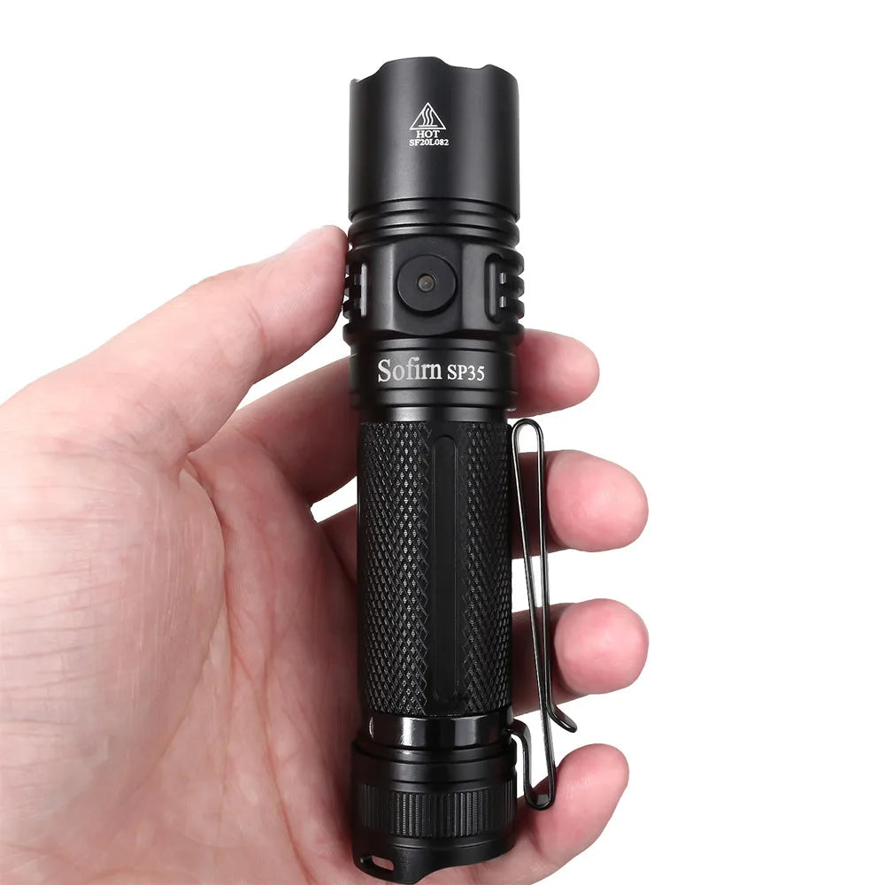 SP35 2200lm USB C Rechargeable Tactical LED Flashlight Powerful Waterproof Torch Light ATR Buck Driver Aluminum Alloy Lamp Body