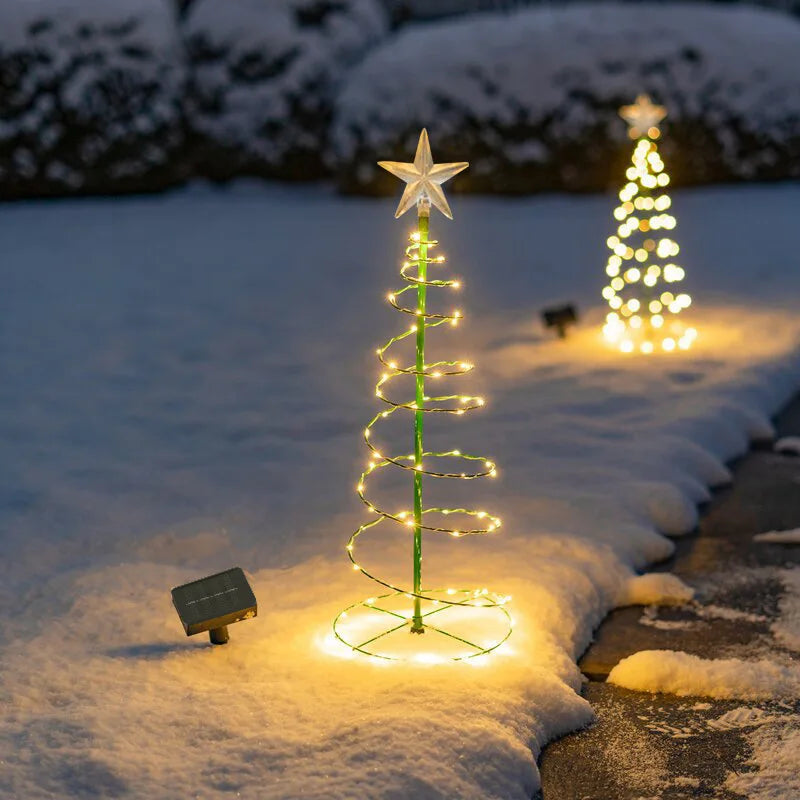 Hot SSlling Solar Powered Christmas Tree With 8 Modes Wrought Iron Floor Lights Garden and Courtyard Landscape Decoration