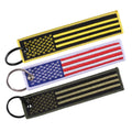 Custom America Flag Fabric Embroidery Key Chain Personalized Woven Text Motorcycle Embroidered Anime Jet Tag