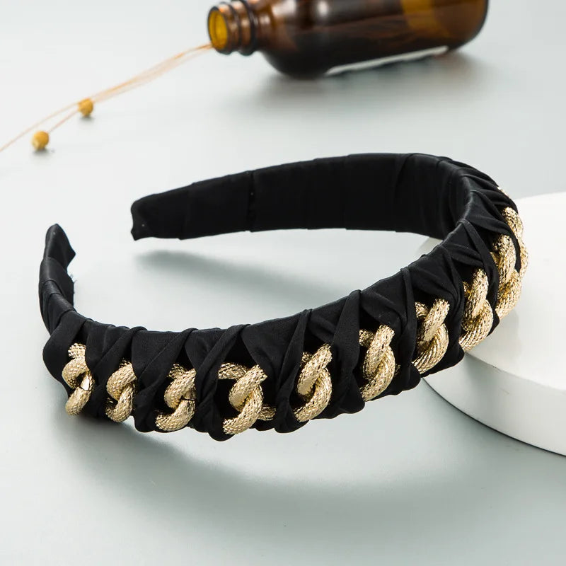 Factory Fashion Classical Women Designer Hair Accessories Jewelry Black Chain Headband