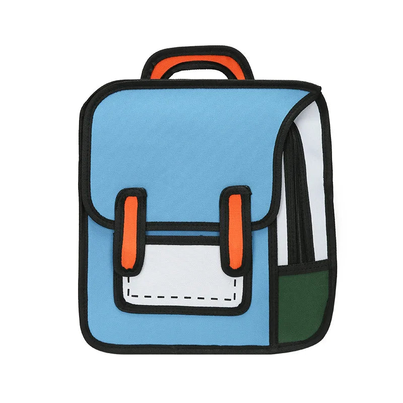 2024 New 2D Freehand Style Cartoon Design Backpack Large Capacity Student Children Backpack Men's and Women's Leisure Bag