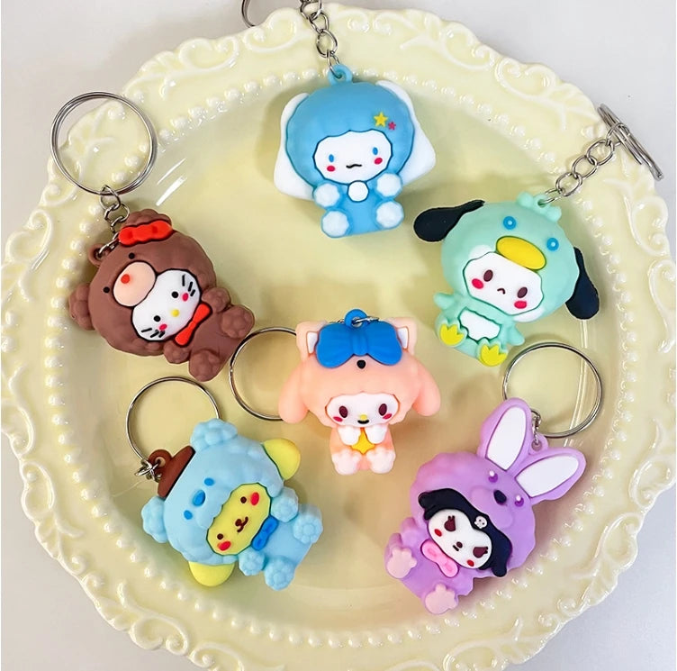 Cute Cartoon Costume Figurines Keychains Pendants Car Keys Decorative Accessories Bag Pendants Gift Key Chains