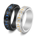 6cm Good Night Stars Moon Enamel Luminous Spinner Ring Stainless Steel Fidget Rotating Fun Toy Jewelry for Anxiety