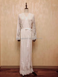 Elegant 8094 White Long Lace Robe Sets Women Bridal Robe Gown