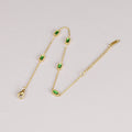 Ladies Fashion Boho Stainless Steel 18k Gold Plated Green Zircon Charm Chain Chic Adjustable Bracelet Jewelry for Women