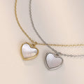 Hot Sale 18K Gold Plated Stainless Steel White Shell Heart Pendant Necklace for Women